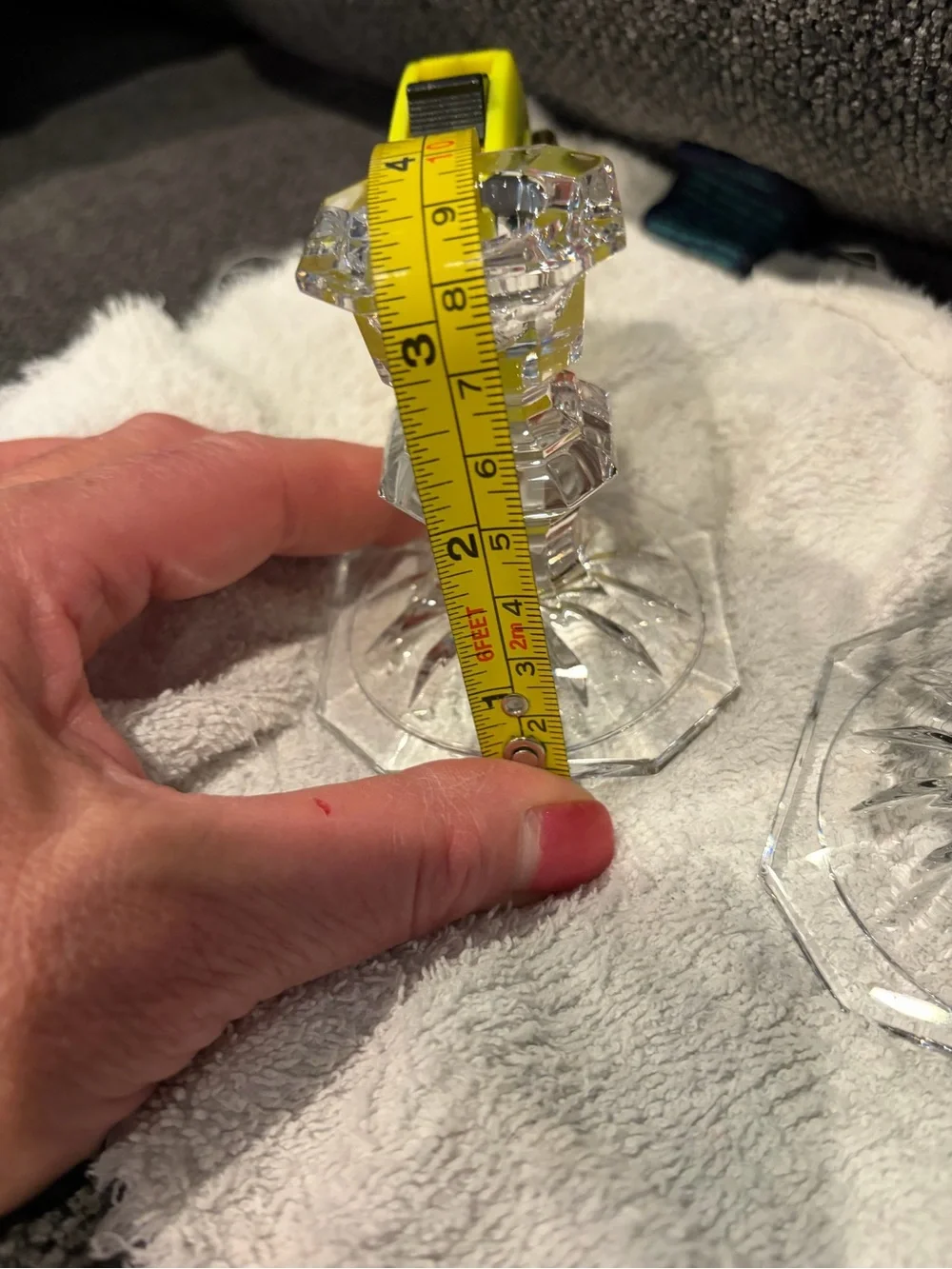 Clear Crystal Glass Candlestick Holders - Pair